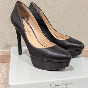 Jessica Simpson Winslo Black Leather Platform Pump